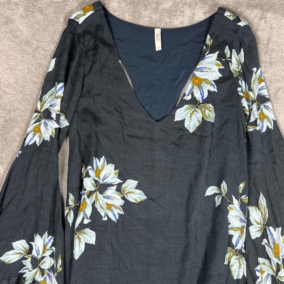 Free People Dress Womens Small Wanderer Floral Lace Bell Sleeve Witchy Whimsy - Picture 6 of 10